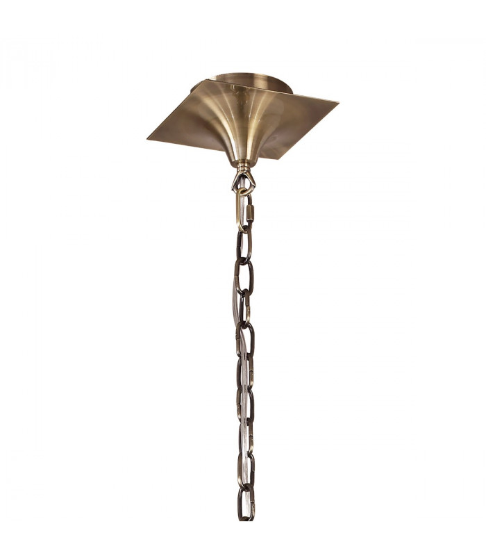 Akira Linear Pendant 2 Arm 6 Light E14 Antique Brass With Cream Shades-3