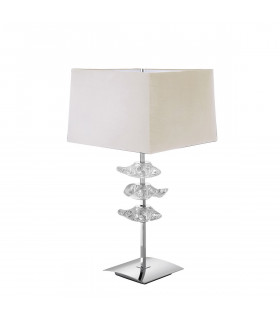 Akira Table Lamp 2 Light E27 Polished Chrome With Cream Shade-1