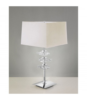 Akira Table Lamp 2 Light E27 Polished Chrome With Cream Shade-2