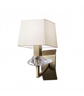 Akira Wall Lamp Switched 1 Light E14 Antique Brass With Cream Shade-1