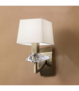 Akira Wall Lamp Switched 1 Light E14 Antique Brass With Cream Shade-2
