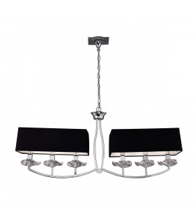 Akira Linear Pendant 2 Arm 6 Light E14 Polished Chrome With Black Shades-1