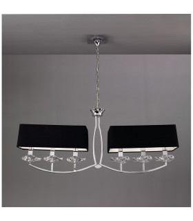 Akira Linear Pendant 2 Arm 6 Light E14 Polished Chrome With Black Shades-2