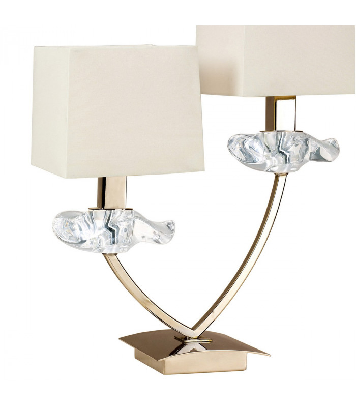 Akira Table Lamp 2 Light E14 Antique Brass With Cream Shades-3