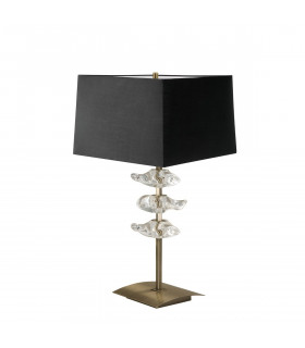 Akira Table Lamp 2 Light E27 Antique Brass With Black Shade-1