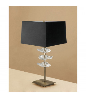 Akira Table Lamp 2 Light E27 Antique Brass With Black Shade-2