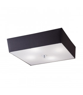 Akira Square Flush Ceiling 4 Light E27 Polished Chrome / Frosted Glass With Black Shade-1