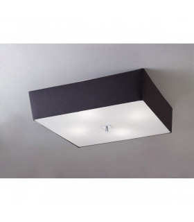 Akira Square Flush Ceiling 4 Light E27 Polished Chrome / Frosted Glass With Black Shade-2