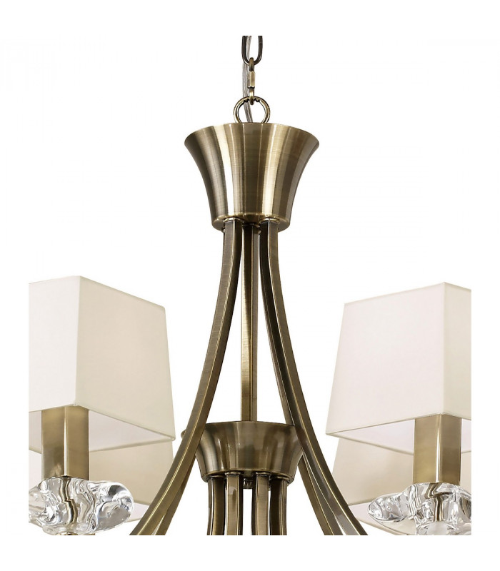 Akira Pendant 2 Tier 12 Light E14 Antique Brass With Cream Shades-5
