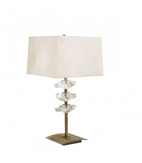 Akira Table Lamp 2 Light E27 Antique Brass With Cream Shade-1