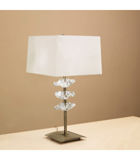 Akira Table Lamp 2 Light E27 Antique Brass With Cream Shade-2