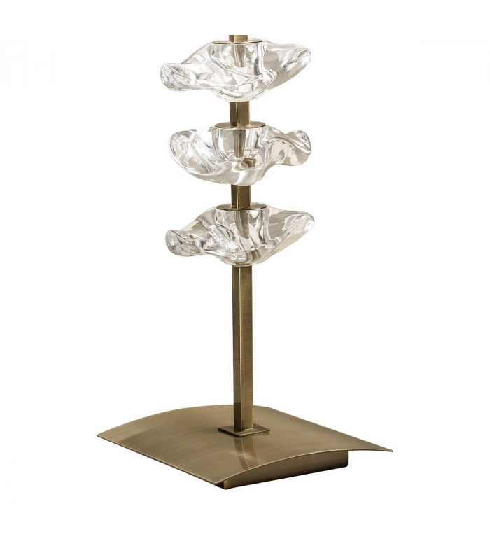 Akira Table Lamp 2 Light E27 Antique Brass With Cream Shade-3