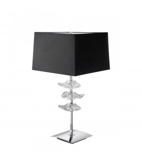 Akira Table Lamp 2 Light E27 Polished Chrome With Black Shade-1