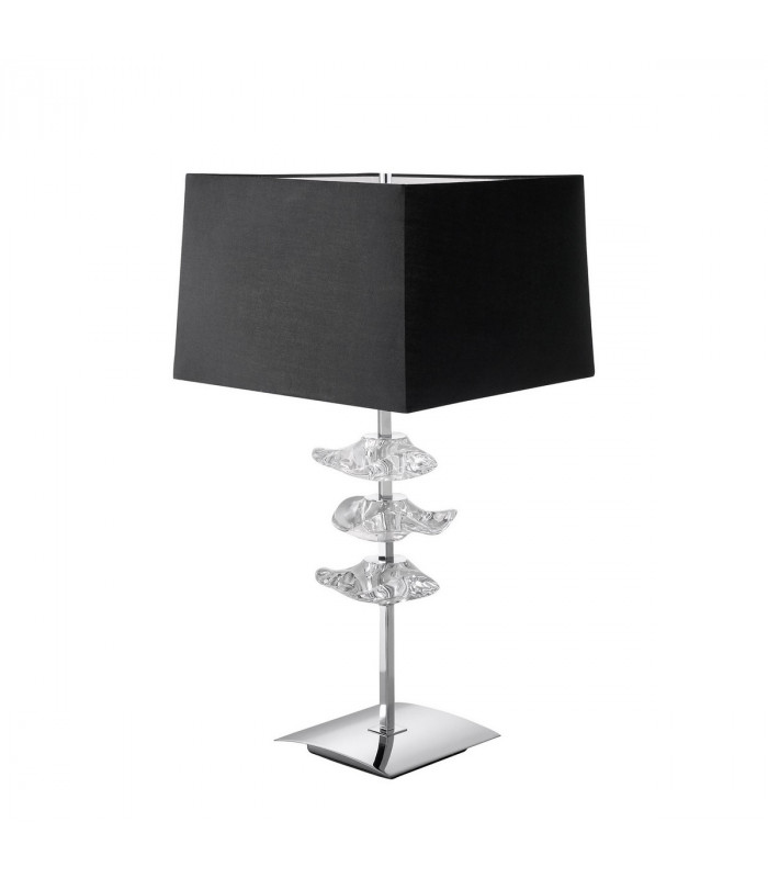 Akira Table Lamp 2 Light E27 Polished Chrome With Black Shade-1