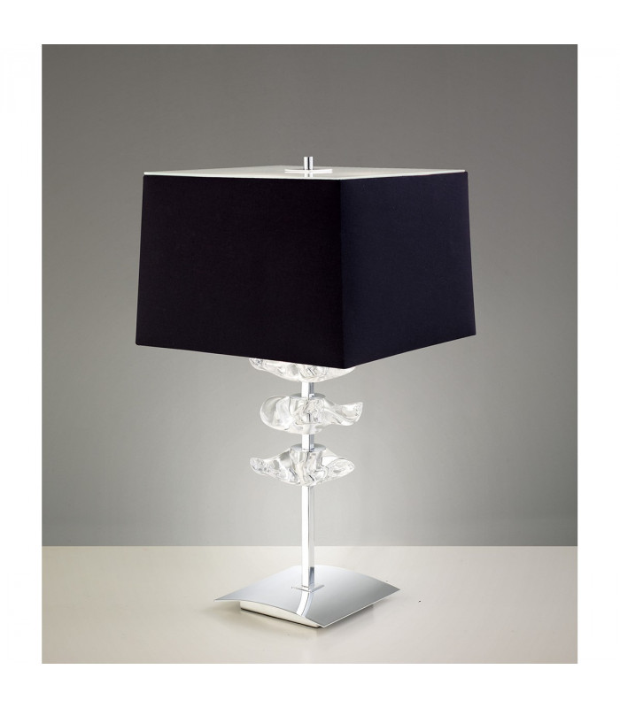 Akira Table Lamp 2 Light E27 Polished Chrome With Black Shade-2