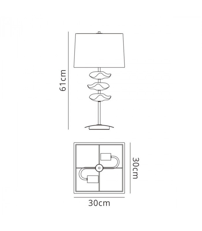 Akira Table Lamp 2 Light E27 Polished Chrome With Black Shade-7