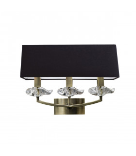 Akira Wall Lamp Switched 3 Light E14 Antique Brass With Black Shade-1