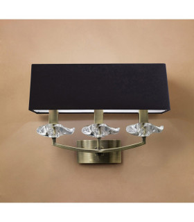 Akira Wall Lamp Switched 3 Light E14 Antique Brass With Black Shade-2