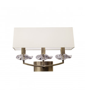 Akira Wall Lamp Switched 3 Light E14 Antique Brass With Cream Shade-1