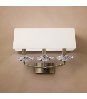 Akira Wall Lamp Switched 3 Light E14 Antique Brass With Cream Shade-2