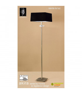 Akira Floor Lamp 3 Light E27 Antique Brass With Black Shade-2
