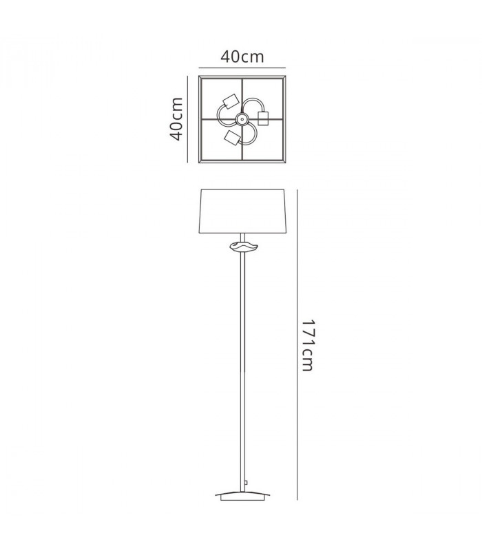 Akira Floor Lamp 3 Light E27 Antique Brass With Black Shade-5