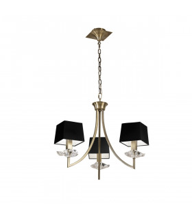 Akira Pendant 3 Light E14 Antique Brass With Black Shades-1