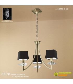 Akira Pendant 3 Light E14 Antique Brass With Black Shades-2