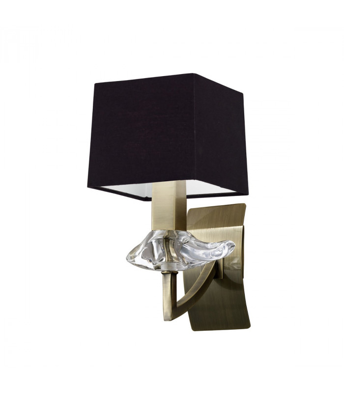 Akira Wall Lamp Switched 1 Light E14 Antique Brass With Black Shade-1