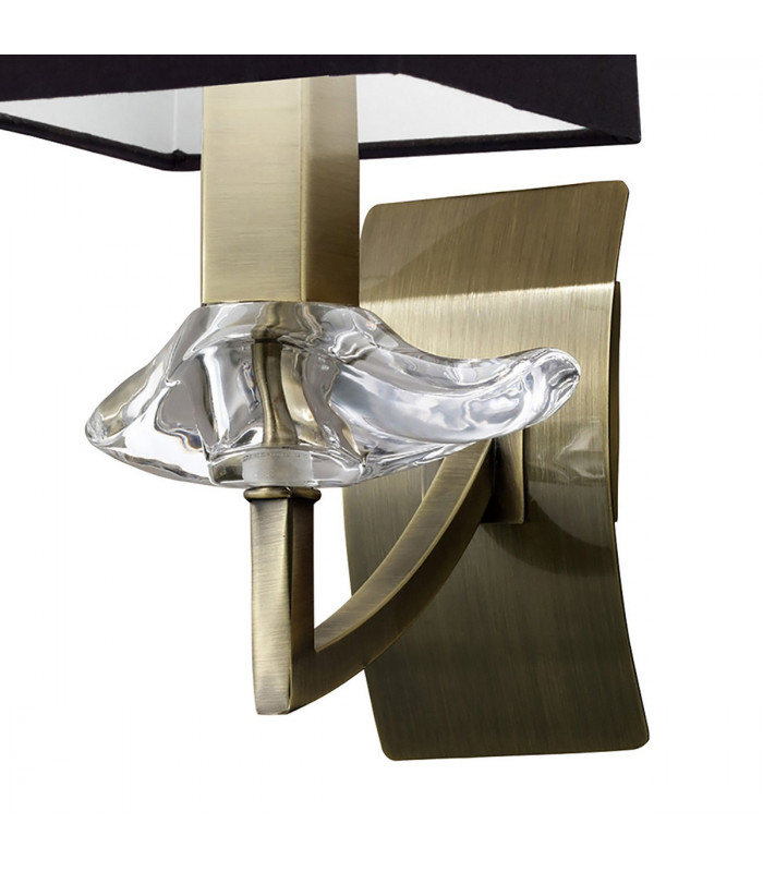 Akira Wall Lamp Switched 1 Light E14 Antique Brass With Black Shade-3
