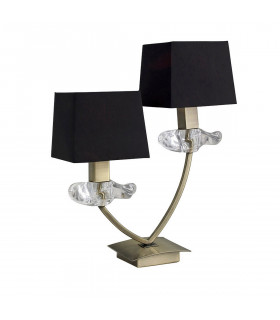 Akira Table Lamp 2 Light E14 Antique Brass With Black Shades-1