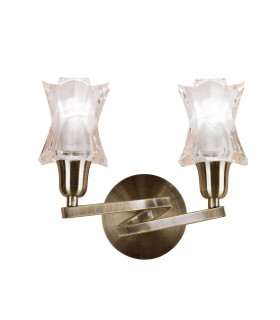 Alaska Wall Lamp Switched 2 Light L1/SGU10 Antique Brass CFL Lamps INCLUDED-1