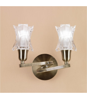 Alaska Wall Lamp Switched 2 Light L1/SGU10 Antique Brass CFL Lamps INCLUDED-2