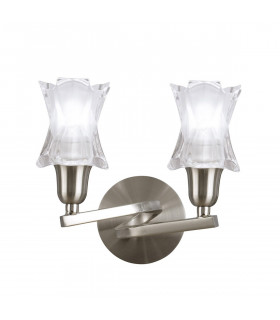 Alaska Wall Lamp Switched 2 Light L1/SGU10 Satin Nickel CFL Lamps INCLUDED-1