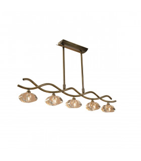Alfa Linear Pendant 5 Light G9 Antique Brass-1