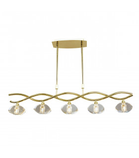 Alfa Linear Pendant 5 Light G9 Polished Brass-1