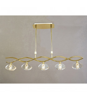 Alfa Linear Pendant 5 Light G9 Polished Brass-2