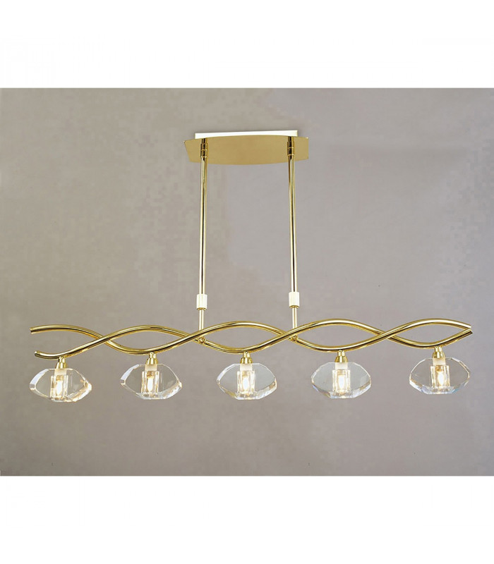 Alfa Linear Pendant 5 Light G9 Polished Brass-2