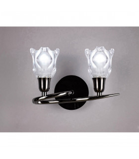 Amel Wall Lamp Switched 2 Light L1/SGU10 Black Chrome CFL Lamps INCLUDED-2