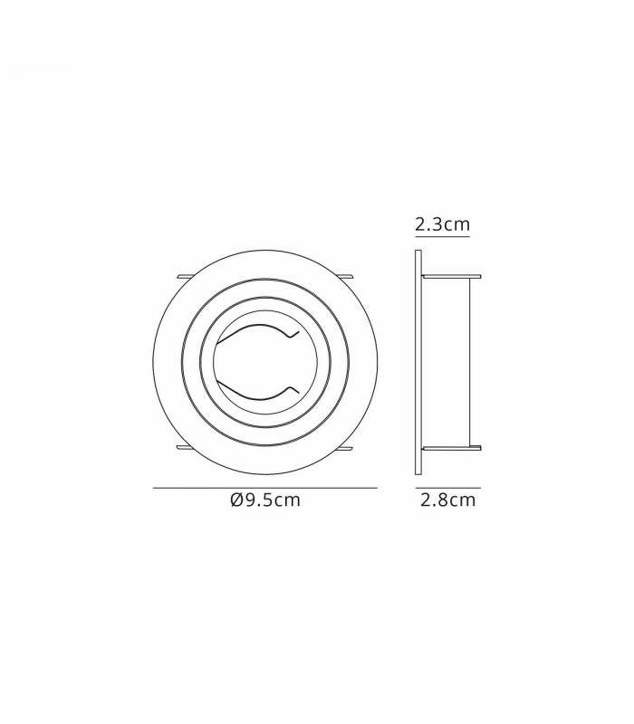 Basico GU10 Downlight 9.5cm Round 1 x GU10 Max 12W Aluminium Cut Out: 80mm Lampholder Included-5