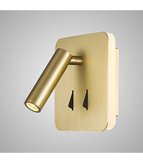 Cayman Square Wall + Reading Light 6W + 3W LED 3000K 620lm Total Individually Switched Satin Gold 3yrs Warranty-2