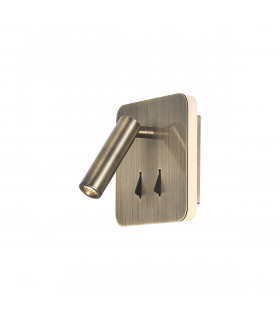 Cayman Square Wall + Reading Light 6W + 3W LED 3000K 620lm Total Individually Switched Antique Brass 3yrs Warranty-1
