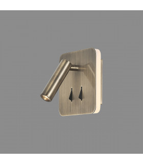 Cayman Square Wall + Reading Light 6W + 3W LED 3000K 620lm Total Individually Switched Antique Brass 3yrs Warranty-2