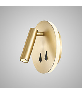 Cayman Round Wall + Reading Light 6W + 3W LED 3000K 620lm Total Individually Switched Satin Gold 3yrs Warranty-2