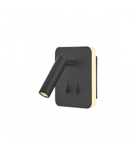 Cayman Square Wall + Reading Light 6W + 3W LED 3000K 620lm Total Individually Switched Sand Black 3yrs Warranty-1