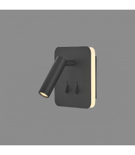 Cayman Square Wall + Reading Light 6W + 3W LED 3000K 620lm Total Individually Switched Sand Black 3yrs Warranty-2