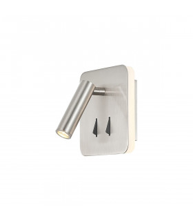 Cayman Square Wall + Reading Light 6W + 3W LED 3000K 620lm Total Individually Switched Satin Nickel 3yrs Warranty-1