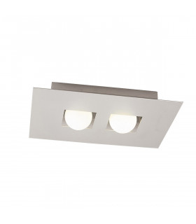 Cocoon Rectangular Flush Ceiling 2 Light G9 Silver/Frosted White Glass-1