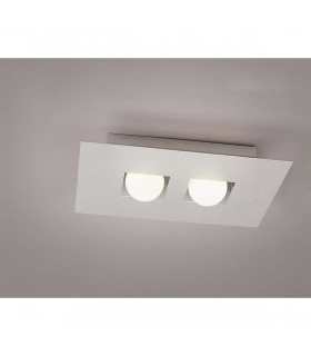 Cocoon Rectangular Flush Ceiling 2 Light G9 Silver/Frosted White Glass-2