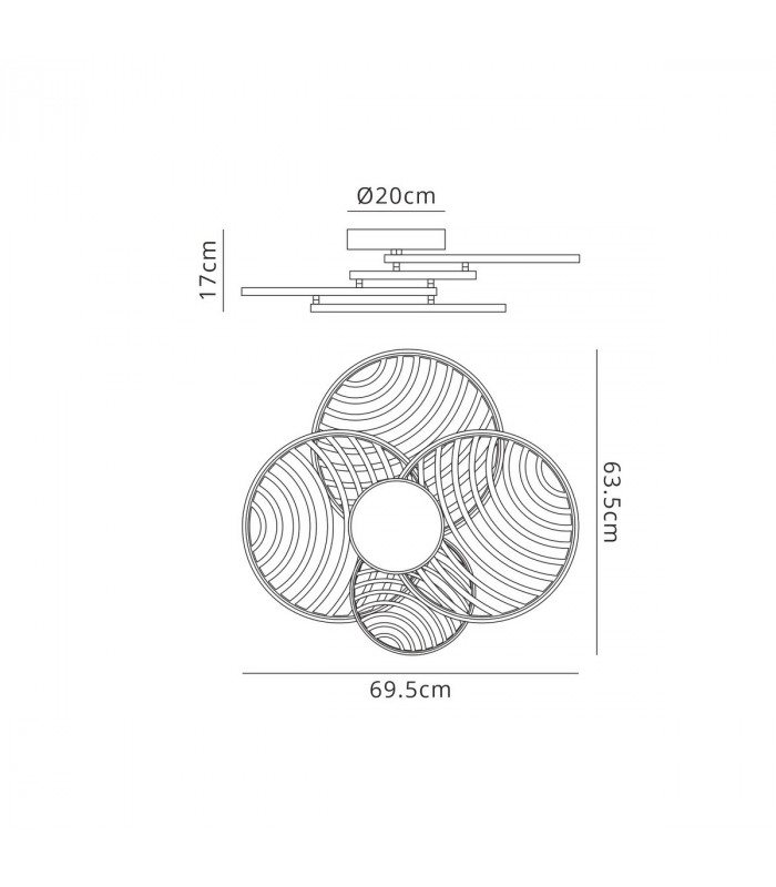 Collage 4 Ring Ceiling 60W LED 3000K 4500lm Black 3yrs Warranty-8